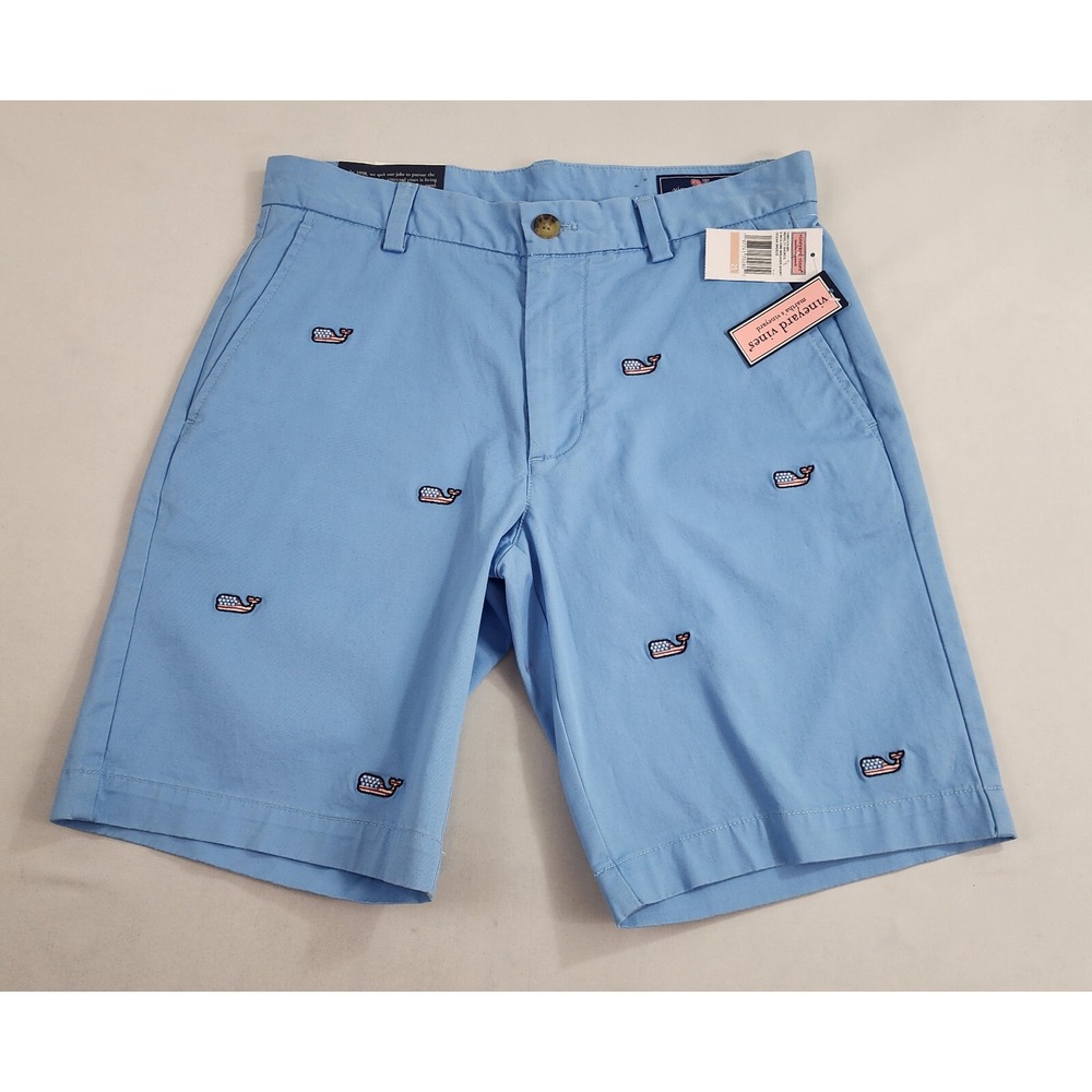Vineyard Vines Novelty breaker shorts W 28 blue pockets zip 9" whale $98 mens